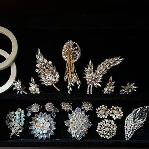Elegant Silver and Gold Brooch Set